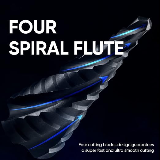 toolant Four Spiral Flute Cobalt Step Drill Bit(Pro), 3/16" - 7/8"(12 Step Size) Impact Ready Unibit Step Drill Bit, 1/4" Hex Shank Step Bit for Metal, Stainless Steel, Aluminum, Plastic