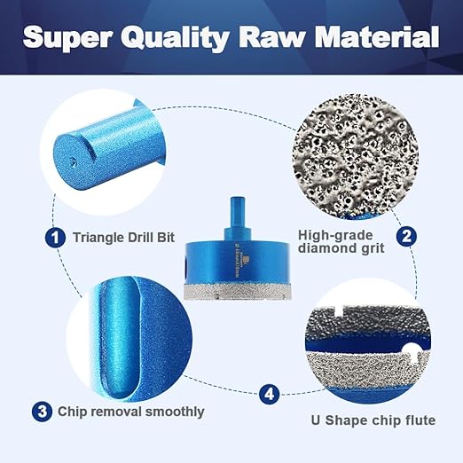 Dry Diamond Core Drill Bit,BRSCHNITT 90mm Diamond Hole Saw Core Drill Bit with Triangle Shank for Porcelain Tile Ceramic Stone Granite Marble