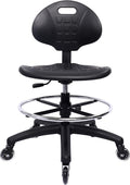 Chair Master (Medium Bench Stool, Rubber Roller Blade Stye Casters Easy to Clean! Ergonomic Polyurethane Chair with Footring. Seat Height Range 19"-27". Home Office Lab Workstation.