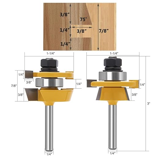 15° Bevel Tenon Joint Router Bit- Lock Miter & Woodworking Router Bits Set for Roundover, Rabbeting, Cabinet Doors, Rail & Stile, Tongue & Groove Joinery (Router Bit-1/4 Inch Shank-15° Angle)