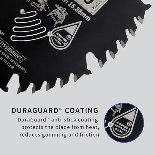 10 Inch 50 Tooth ATB Saw Blade with 5/8 Inch Arbor & DuraGuard Anti-Stick Coating for Miter Saws and Table Saws (DF1000SP50)