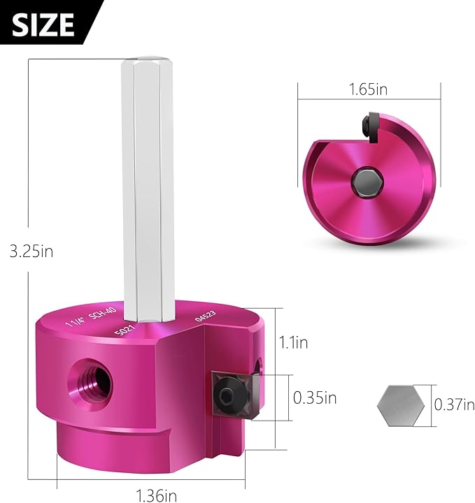 PVC Pipe Reamer 1-1/4 Inch Head, PVC Fitting Saver,Socket Saver with 3/8-Inch Hex Shaft,ABS Plastic Pipe Fitting Reamer Tool for Plumbing Sch.40 CPVC ABS Socket Hub Removing,Fit 1/2" Drills