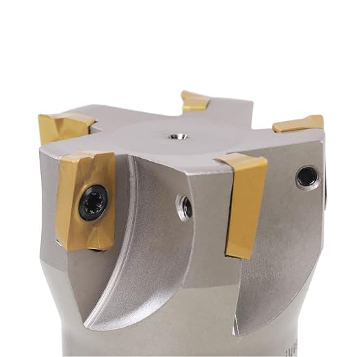 R8 Shank Indexable 2" End Mill, 2" Diameter 90 Degree High Speed Milling Cutter with Replaceable Carbide Insert