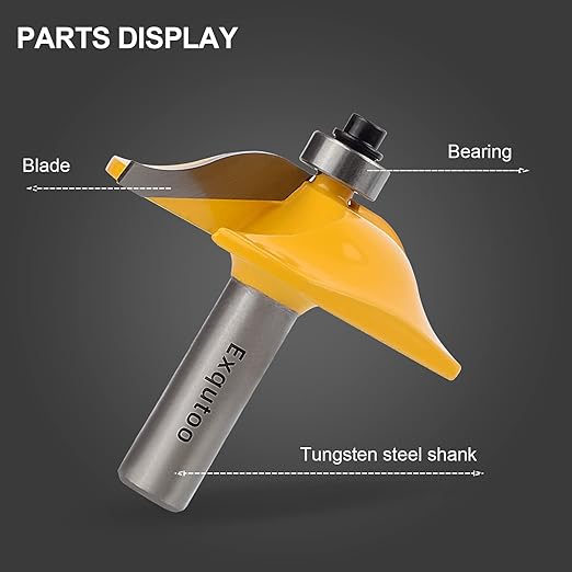3PCS 1/2" Shank Router Bit Set, Raised Panel Cabinet Door Making Router Bits, Cemented Carbide Router Bits, Woodworking Tools Router Door & Window Bits (Tenon Joint Cutter Diameter: 1-5/8")