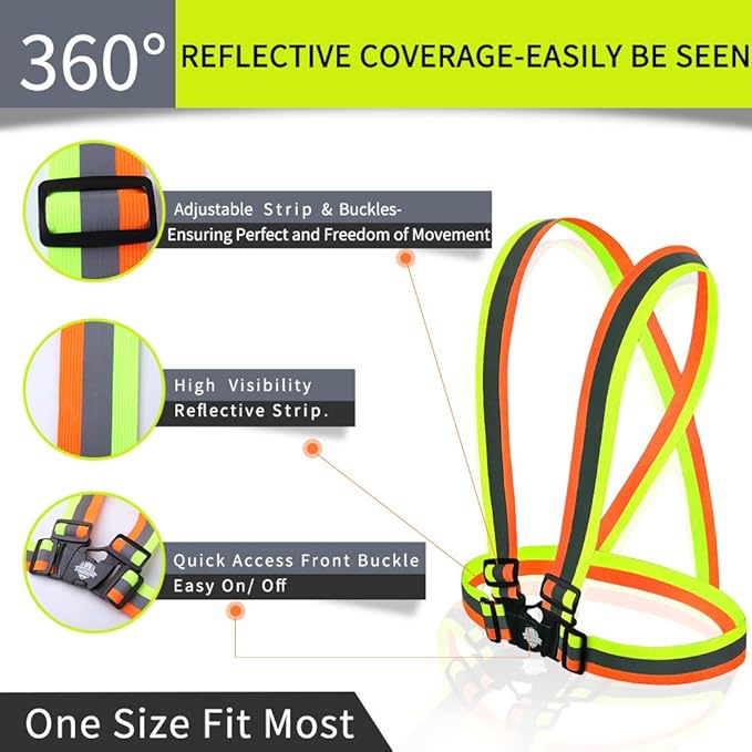 Dazonity High Visibility Safety Vest,10 Packs,Yellow & Orange,Lightweight,Adjustable & Elastic Vest,Hi Vis Reflective Strips, Fit for Men & Women, Construction,Cycling, Runnning, Surveyor,