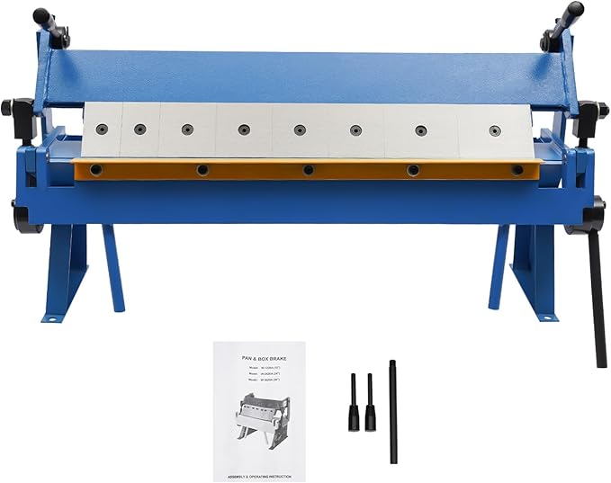 24" Pan and Box Brake Sheet Metal Precision, Industrial Box Metal Brake, 0-135° Sheet Metal Bending Brake Industrial Precision Pan Metal Hand Brake Desktop for Copper Plate, Aluminum Plate