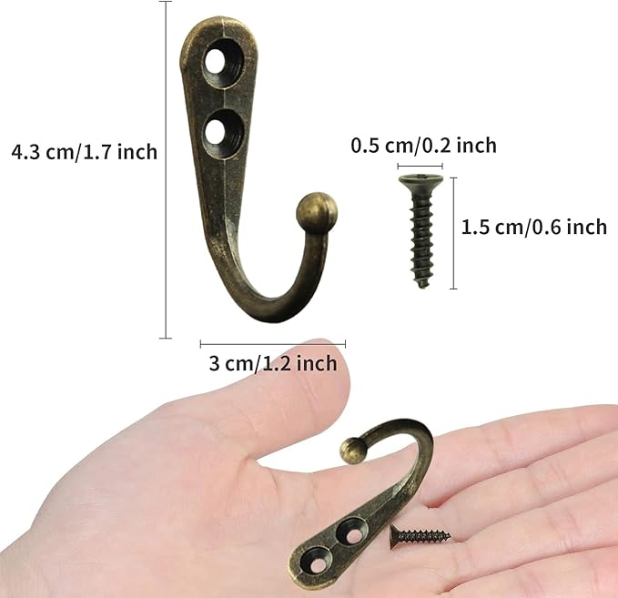 POZEAN 60 Pack Wall Hooks for Hanging, Heavy Duty Small Coat Hooks Wall Mounted for Living Room, Bathroom, Kitchen, Bedroom for Key, Cup, Bag, Hat, Scarf, and More (Bronze)