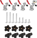 POWERTEC Toggle Clamp and T Track Knob Kit Woodworking Tools for T Track | 4PK, 300 lbs Holding Capacity, 201B Quick Release Horizontal Clamps & Set of 16 T Track Bolts and knobs (72116)