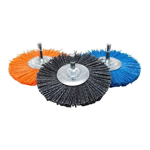 Benchmark Abrasives 4” Mounted Nylon Wire Wheel, Coarse Grit, 1/4" Drill Shank, Perfect for Rust or Paint Removal Sanding Finishing on Wood, Hard Metals - (Gray, 4")