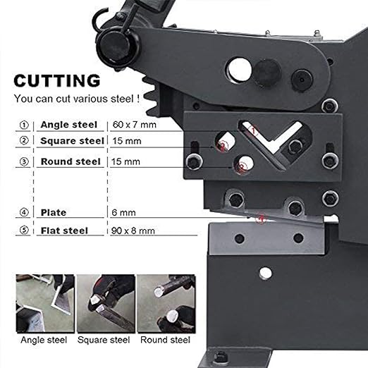 KAKA INDUSTRIAL PBS-9 Manual Ironworker, Manual Ironworker with Punch, Bar and Section Shear Machine