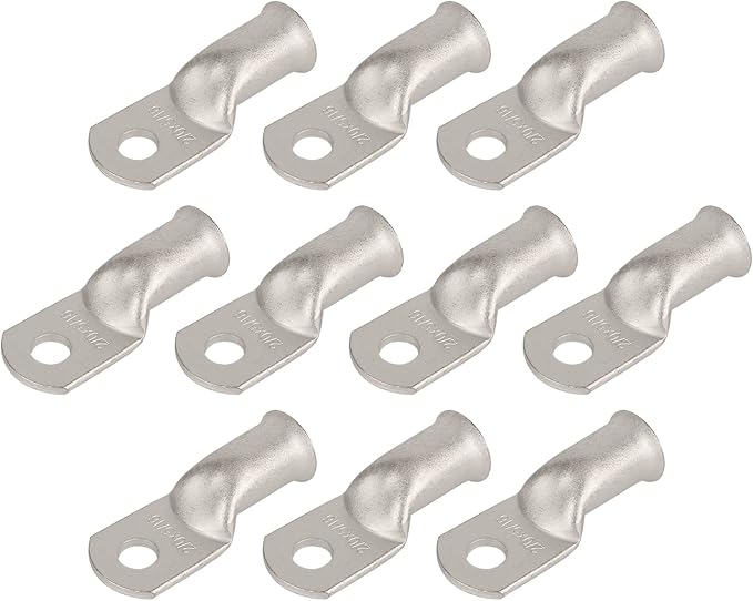 10pcs 2/0 AWG-5/16(M8) Tinned Copper Ring Terminals Battery Lugs, Heavy Duty Wire Lugs, Battery Cable Connectors
