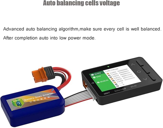 ISDT BattGo BG-8S Battery Meter, LCD Display Digital Battery Capacity Checker Battery Balancer Battery Tester for LiPo/LiFe/ Li-ion/NiMH/Nicd