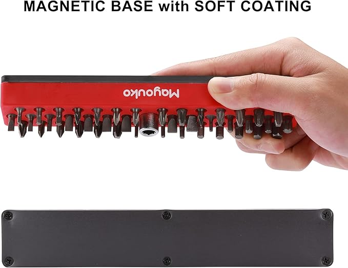 Mayouko 4PCS 1/4" Magnetic Hex Bit Holder Rack Organizer, 172 Holes, 1/4-Inch Drill Bit Holder, 4 Racks, Magnetic Bit Holder with Magnet Base for Screwdriver Bits