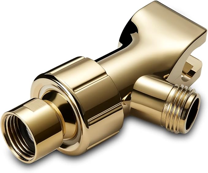 Handheld Shower Head, 6 Spray Setting High Pressure Shower Head with Brass Swivel Ball Bracket and Extra Long Stainless Steel Hose, Polished Brass, 5"