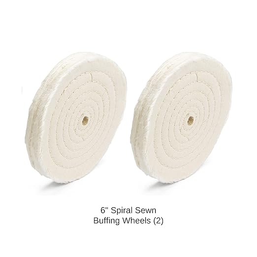 ENKAY - 6" Spiral Sewn Buffing Wheels (2 Pack) or Polishing Metal and More, for Use with Polishing Compounds, Buffing Machines & Bench Grinders (55 Ply Each)