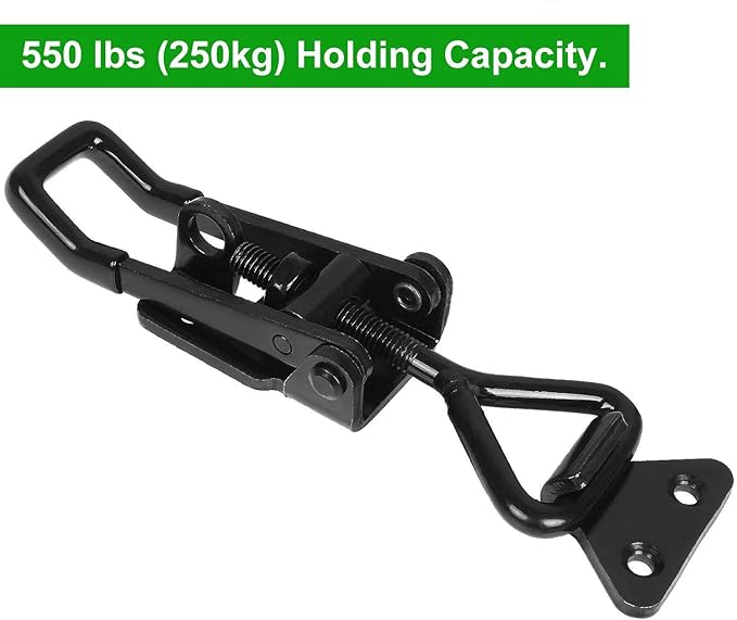 Adjustable Toggle Clamp Holding Capacity Toggle Latch Hasp Clamp Quick Release Pull Latch (Black-6pcs -550lbs)