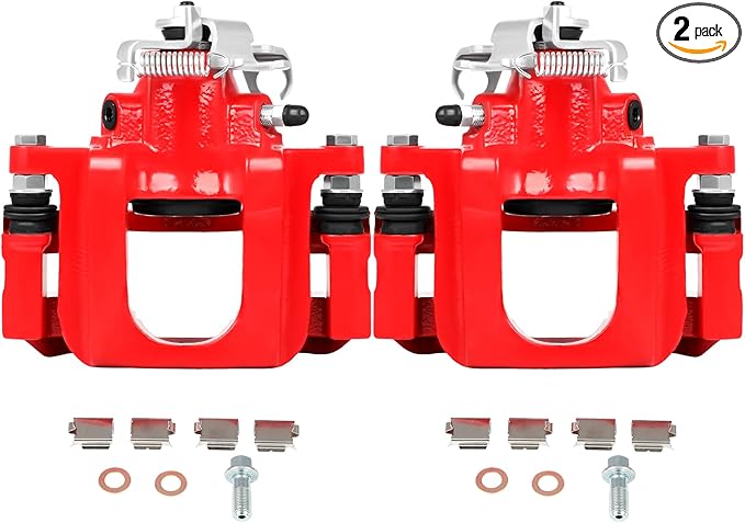 SCITOO 18B5081 18B5080 Disc Brake Calipers Assembly with Bracket Red Fit For Chrysler Town & Country 2008-2012,For Dodge Grand Caravan 2008-2012,For Ram C/V 2012,For Volkswagen For Routan 2009-2012