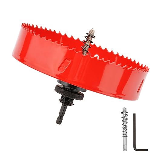 Hole Saw Heavy Duty bit Hex Shank,Hole Saw HSS with Arbor Bi-Metal & Heavy Duty Hole Saw Cutter for Wood Corn Hole Boards Plastic Drywall (φ95)