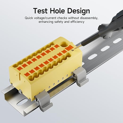 4Pcs KV225G DIN Rail Terminal Blocks, 9-Pole 1 in 18 Out Push-in Wire Connector/Splitter, 690V 24A