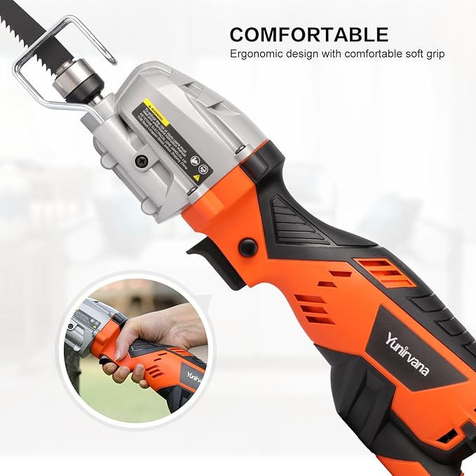 5.0 Amp Variable-Speed Corded Reciprocating Saw - 3000spm for Versatile Cutting, 1/2" Stroke Length, Up to 4-1/2" Cutting Capacity for Wood and Metal