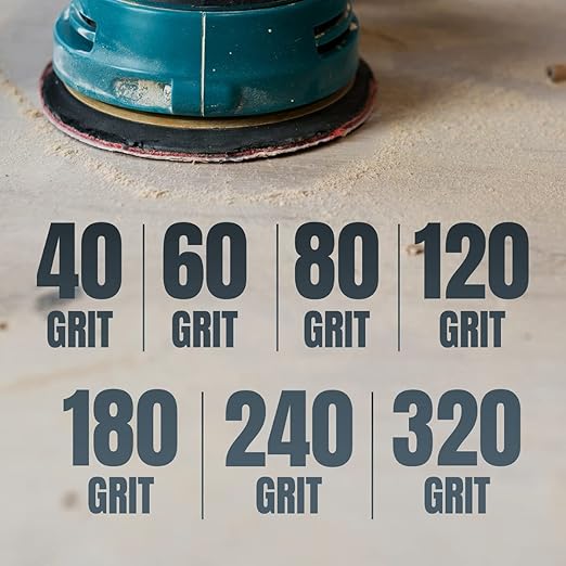 POWERTEC 25PK, 40 Grits, Sanding Discs 5 Inch - Hook and Loop, 5 Inch 8 Hole Aluminum Oxide Sandpaper Discs, Woodworking Sanding Pads for Random Orbital, Palm, Air, DA & Pneumatic Sander (45004)