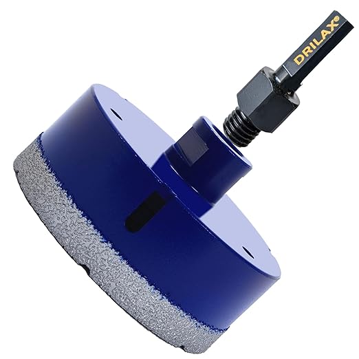 Drilax Pro Series 4 Inch Diamond Hole Saw | Angle Grinder (5/8"-11) & Drill (Adapter Incl.) | 1-3/8" Depth | Dry Drill for Dryer Vents, HVAC, Large Pipes, Core Sampling | Long Life