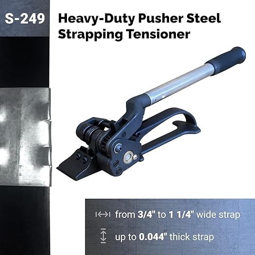 IDL Packaging S-249 Pusher Feedwheel Tensioner for 3/4" to 1 1/4" Steel Strapping - Heavy-Duty Banding Tool for Bundling Pipes - High Tensile Metal Strapping Tensioner with Long Service Life