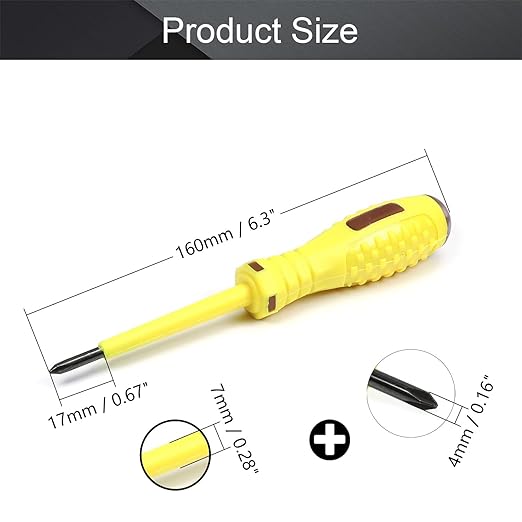 Fielect Circuit Tester, Voltage Tester Pen Screwdriver Electric Test Detector, Phillips Screwdriver Test Pencil 100-500V 1pcs