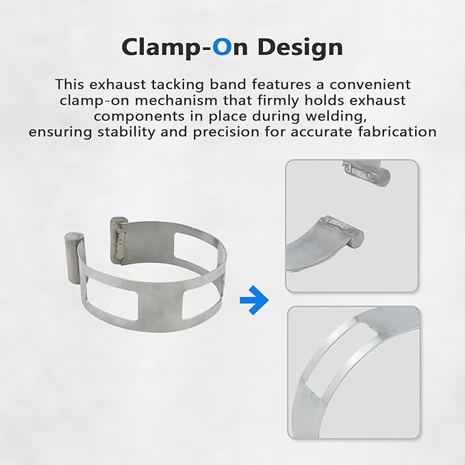 2.5 Inch (63.5mm) Stainless Steel Welding Tacking Band Clamp,Clamp-On Exhaust Pipe Tacking Band for Welding Fabrication