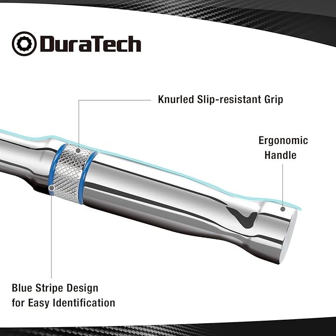 DURATECH 1/2-Inch Drive Ratchet, 90-Tooth Quick-release Ratchet Wrench, Reversible, Chrome Alloy Made, Full Polished, Stocking Stuffers for Men Women Gifts for Men Gifts for Women Gifts for Dad