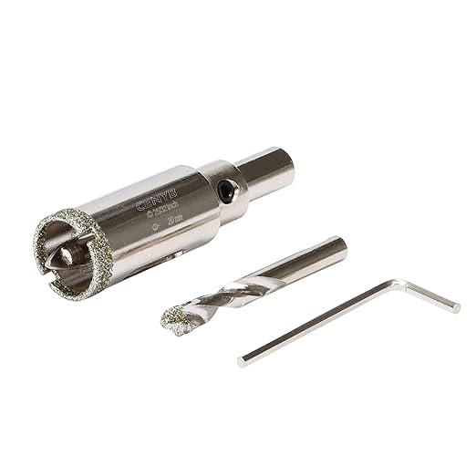 25/32inch | 20mm Diamond Hole Saw with Center Drill bit and Diamond-Coated Center Drill bit for Ceramic Glass Marble Fiberglass Granite and Porcelain Tiles by CENYB
