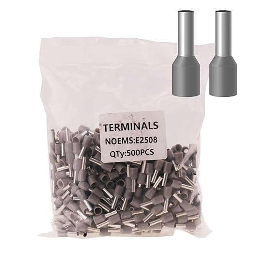 500pcs AWG14 Wire Ferrules Terminals Kit, AWG 14/2.5mm² Grey Terminal Connector, Wire Insulated Cord Pin Ends Terminals for Electric, Industrial, Communication Equipment,Power Control System, etc.