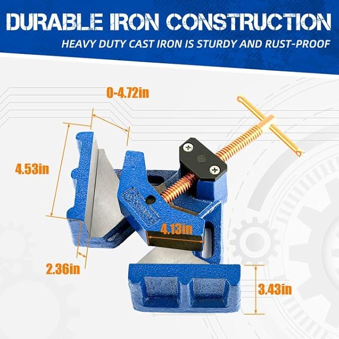 W045C Ductile Iron Welding Machine Angle Clamp, Heavy Duty Right Angle 90 Degrees Welding Clamps for Woodworking Corner Miter Clamp