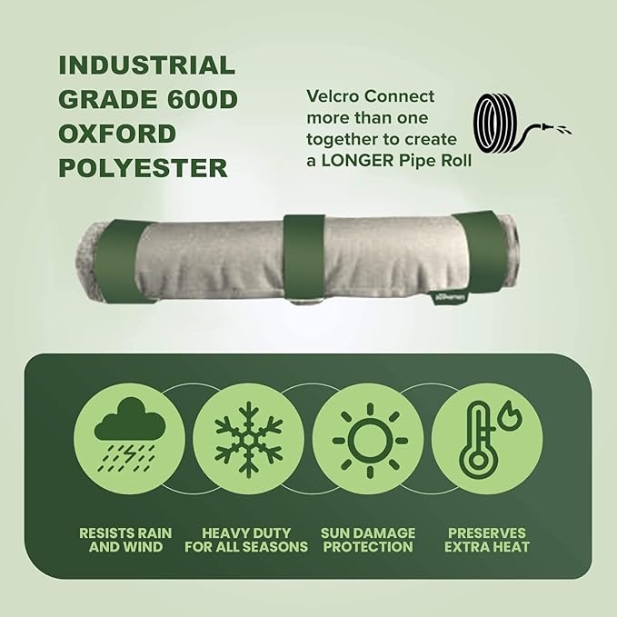 The Original Pipe Insulation Cover (5˚F) Winter Pipe Insulation (UV-Coated),Pump Cover, Sprinkler Irrigation Valve Cover, Backflow Preventer Freeze Protection (9W X 13.5L Roll Cover)
