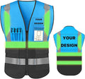 YOWESHOP High Reflective Visibility Safety Vest Custom Your Logo Safety Workwear with Reflective Strips and Pockets