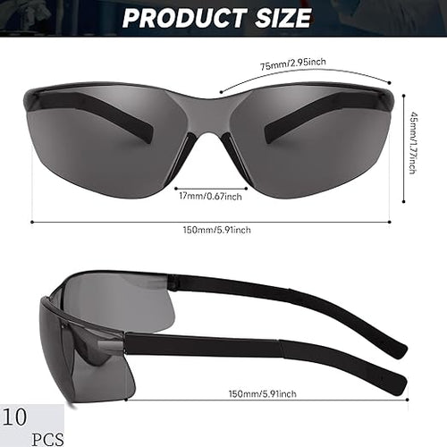 10 Pack Tinted Safety Glasses with ANSI Z87.1 Scratch Resistant Eyewear for Women Man Lab Goggles Eye Protection
