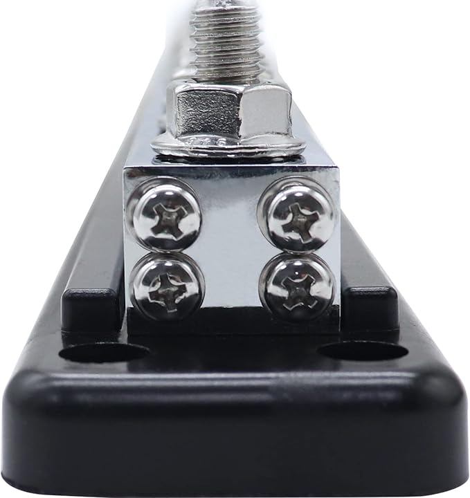 600 A High Current Copper Bus Bar 300V AC / 48V DC 8 Way 3/8 inch (M10) Studs 8#8-32 Screws Electrical Terminal Ground Distribution Block Battery Buss Bars with Cover (Black)