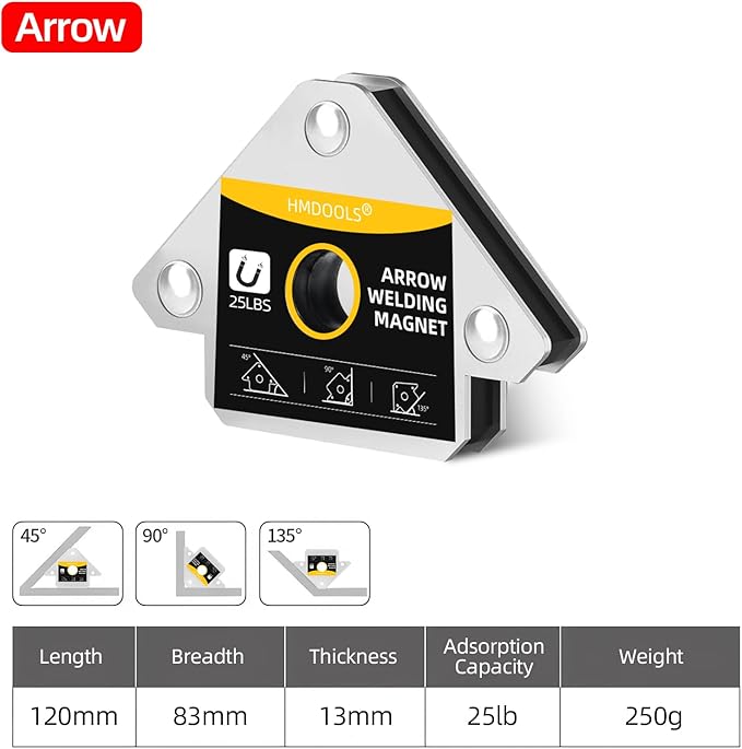 Welding Magnets Small Set,6 Pieces of Magnetic Welding and Clamps Holder 25LB & 10LB,2Pcs Arrow,2Pcs Hexagon,2Pcs Mini,Power Welding Accessories and Tools,Welding for Car