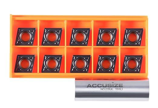 Accusize Industrial Tools Carbide Inserts Cvd Coating Ccmt 432 Black/Yellow, 10 Pcs/Package, 2200-1020x10