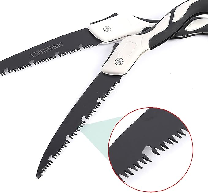 Folding Saw with Rubber Handle, 18.5 Inch Manganese Steel SK-5 Blade Pruning Saw for Hunting, Gardening, Camping and Trimming (blade 25cm)