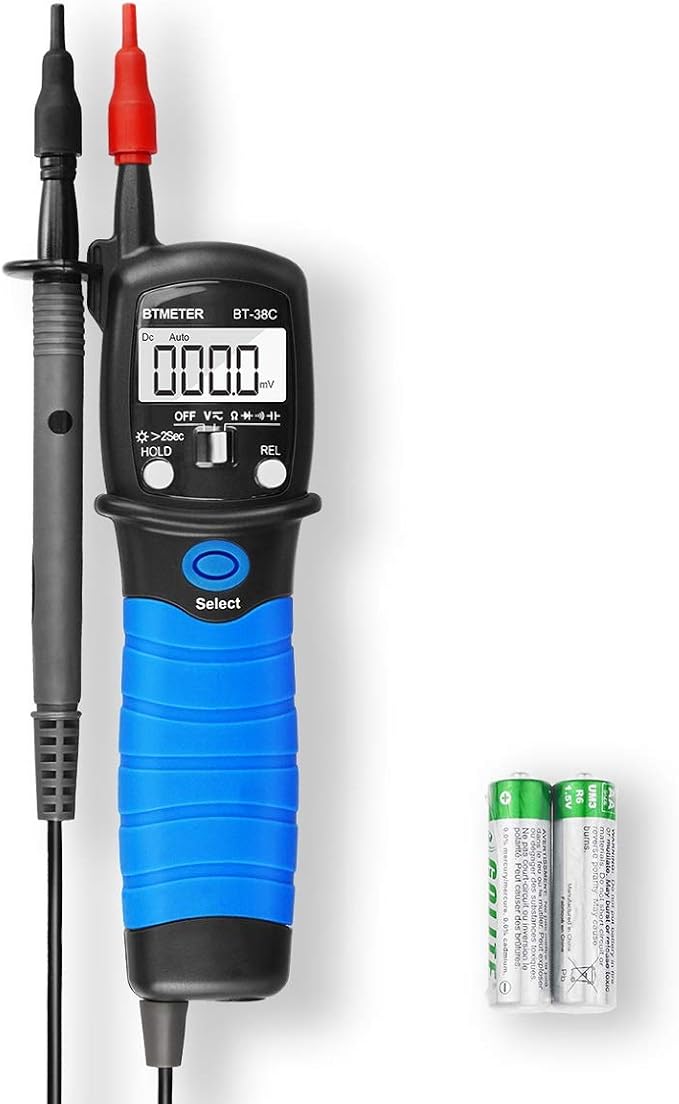 Pen Type Digital Multimeter - BTMETER BT-38C AC DC 600V High Voltage Tester, 60M Ohm Resistance Meter, with Capacitance Diode Test, Continuity Alarm, Backlit LCD Screen, Lamp Light