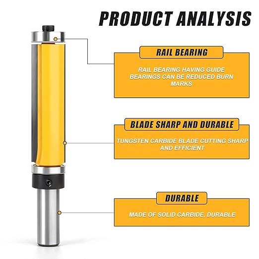 2-1/2 Inch Flush Trim Top and Bottom Bearing Router Bit 1/2-Inch Shank