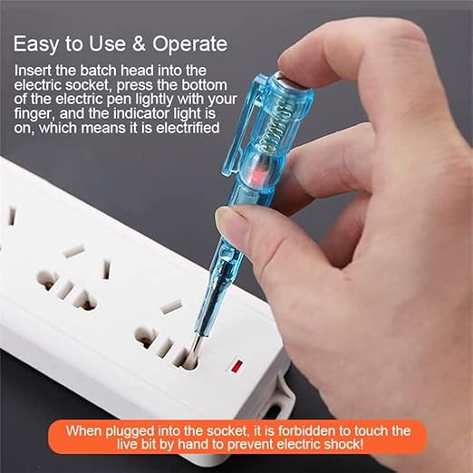 Fielect 3pcs Voltage Detector Pen Test Screwdriver Steel Batch Screwdriver Test Pencil JRDB-107 AC/DC 100-500V Blue Clear