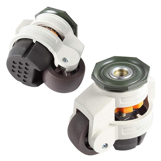 Skelang 4 Pcs Stem Leveling Machine Casters with Nylon Wheel, Retractable Workbench Caster, Loading Capacity 2200 Lbs