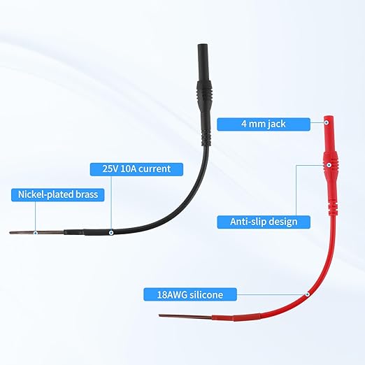 Flexible Spoon Back Probe, 4PCS Multimeter Leads Kit Silicon Flexible Test Back Probe Pins Test Wire Kit Power Probes Compatible with 4mm Banana Plug for Wire Piercing Car Repairing Electrical Testing