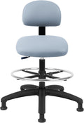 Chair Master FSS Series Square seat Tall (24"-34") seat Height Chair. Vinyl-for Office, Garage, Desk, Shop, Computer, Doctor, Medical, Easy to Clean! 18" Footring (Gray, Tall, Glides)