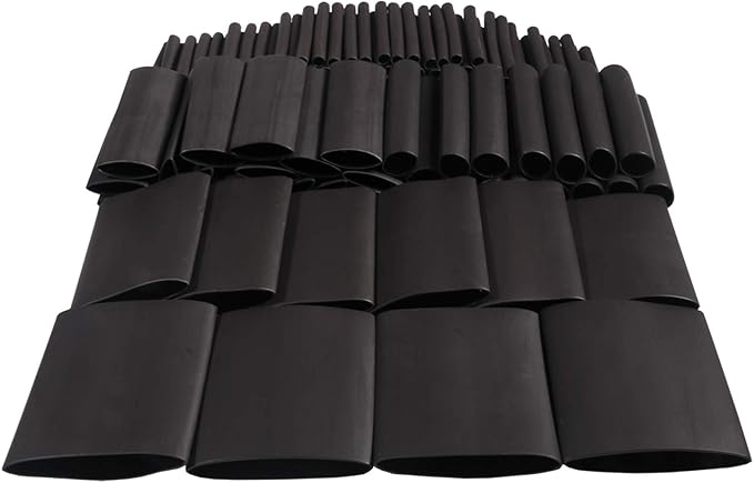 162pcs 3:1 Large Dual Wall Adhesive Heat Shrink Tubing Kit, 5 Sizes (Diameter) - 1.25, 1, 1/2, 3/8, 1/8 inch, Marine Electrical Wire Cable Wrap Tube Assortment for DIY by MILAPEAK (Black)