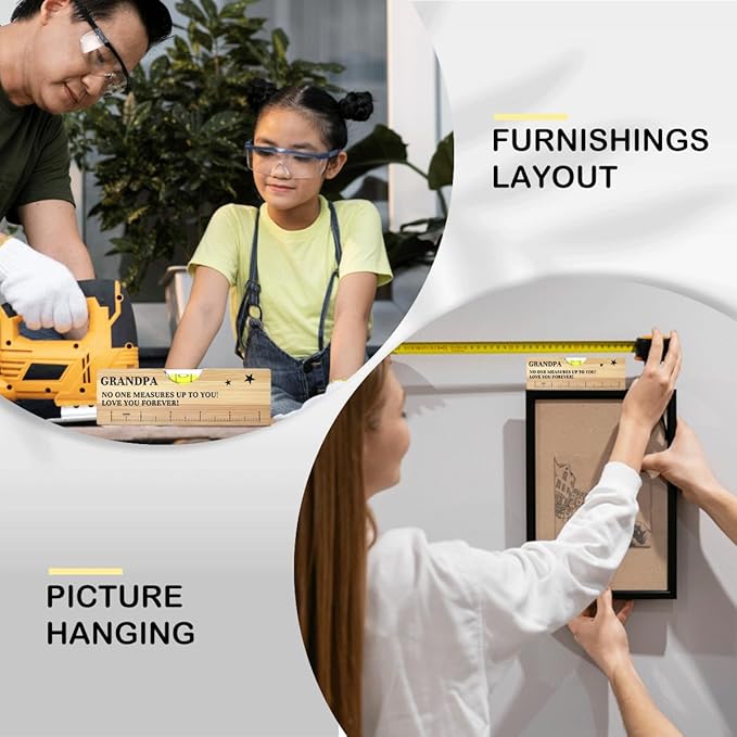 Fathers Day Birthday Gifts for Grandpa Dad from Daughter Son Wife Wooden Spirit Level Valentines Christmas Thank You Gifts Ideas for Daddy New Dad Grandpa Papa