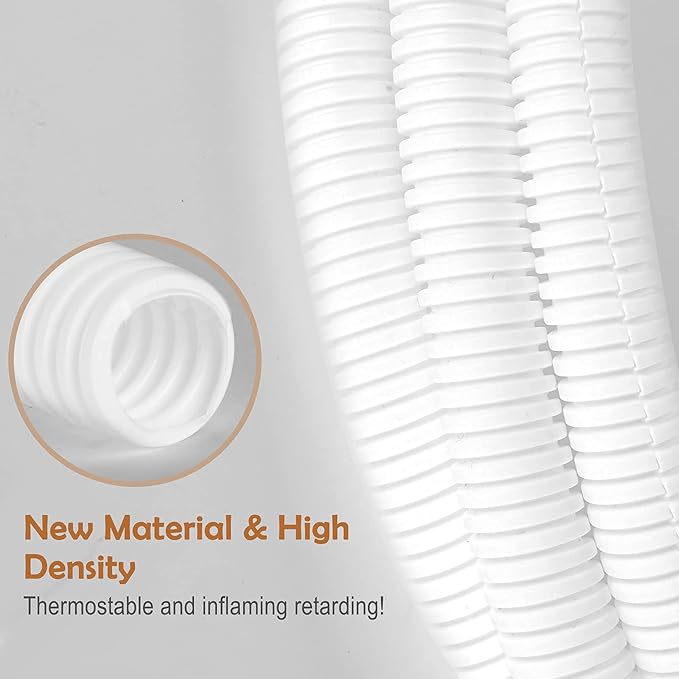 ZhiYo 20FT 1/4” Wire Loom Split Tubing Auto Wire Conduit Flexible Cover | High Temperature Heat Resistant -40F to 257F | Plastic Cover for Electrical Wires & Cables, White