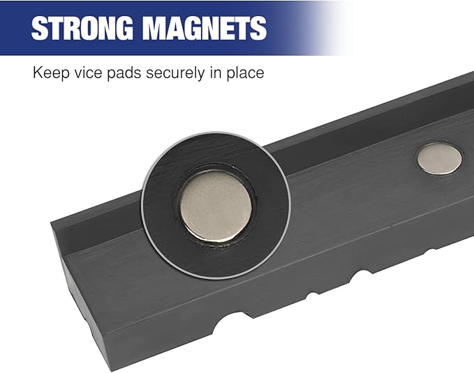 WORKPRO 2-Pair Vise Jaw Pads 6 inch & 5.5 inch, Magnetic Vice Jaw Covers Protectors, 5-1/2 inch Multi-Groove Jaw Pads and 6 inch Aluminum Pads Set